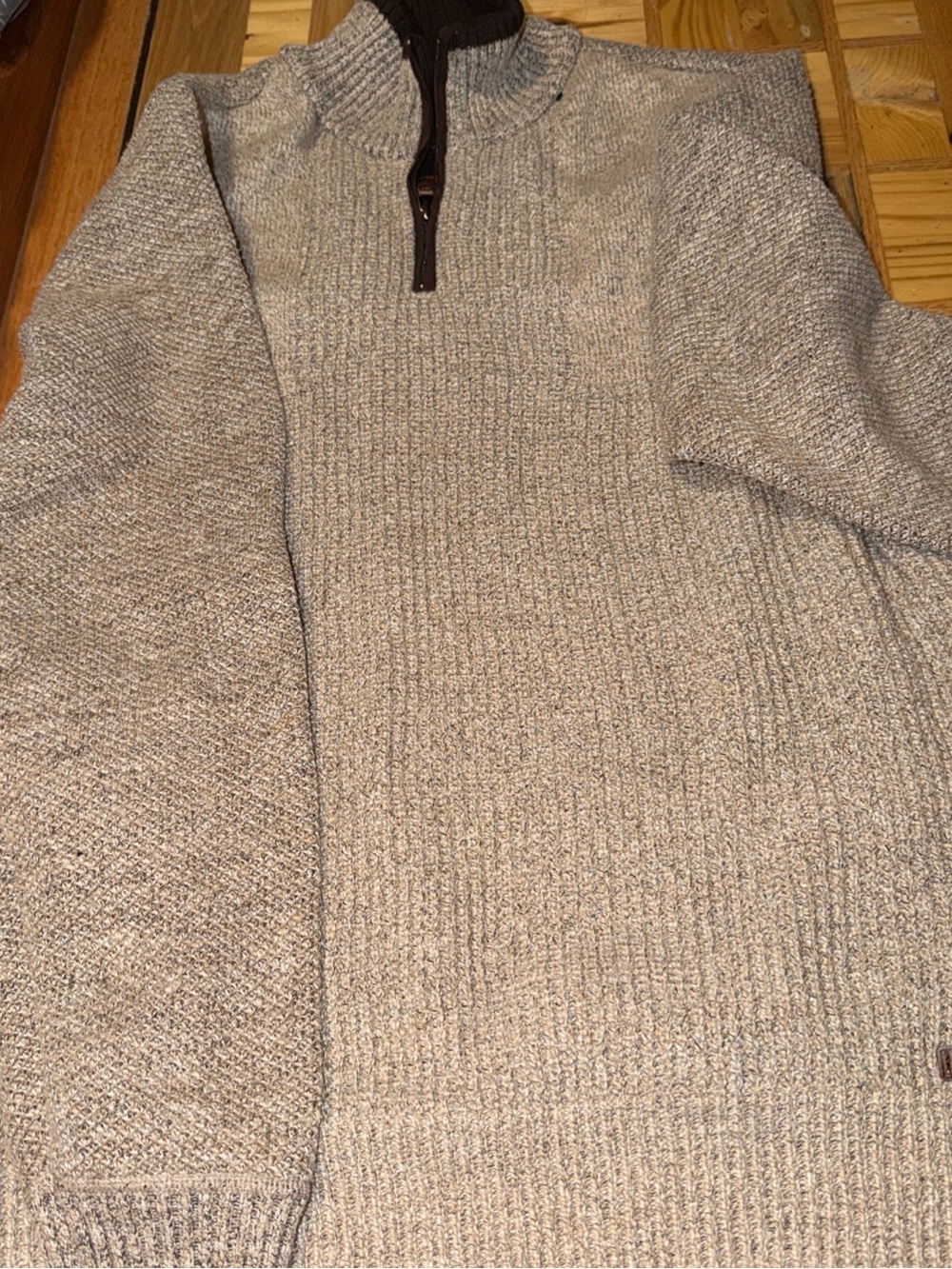 Buffalo David Bitton Men's Heathered Tan Half-Zip Sweater